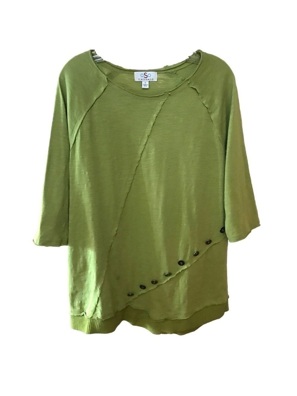 OSO Raw Seam 3/4 Sleeve Crew Neck Cotton Top
